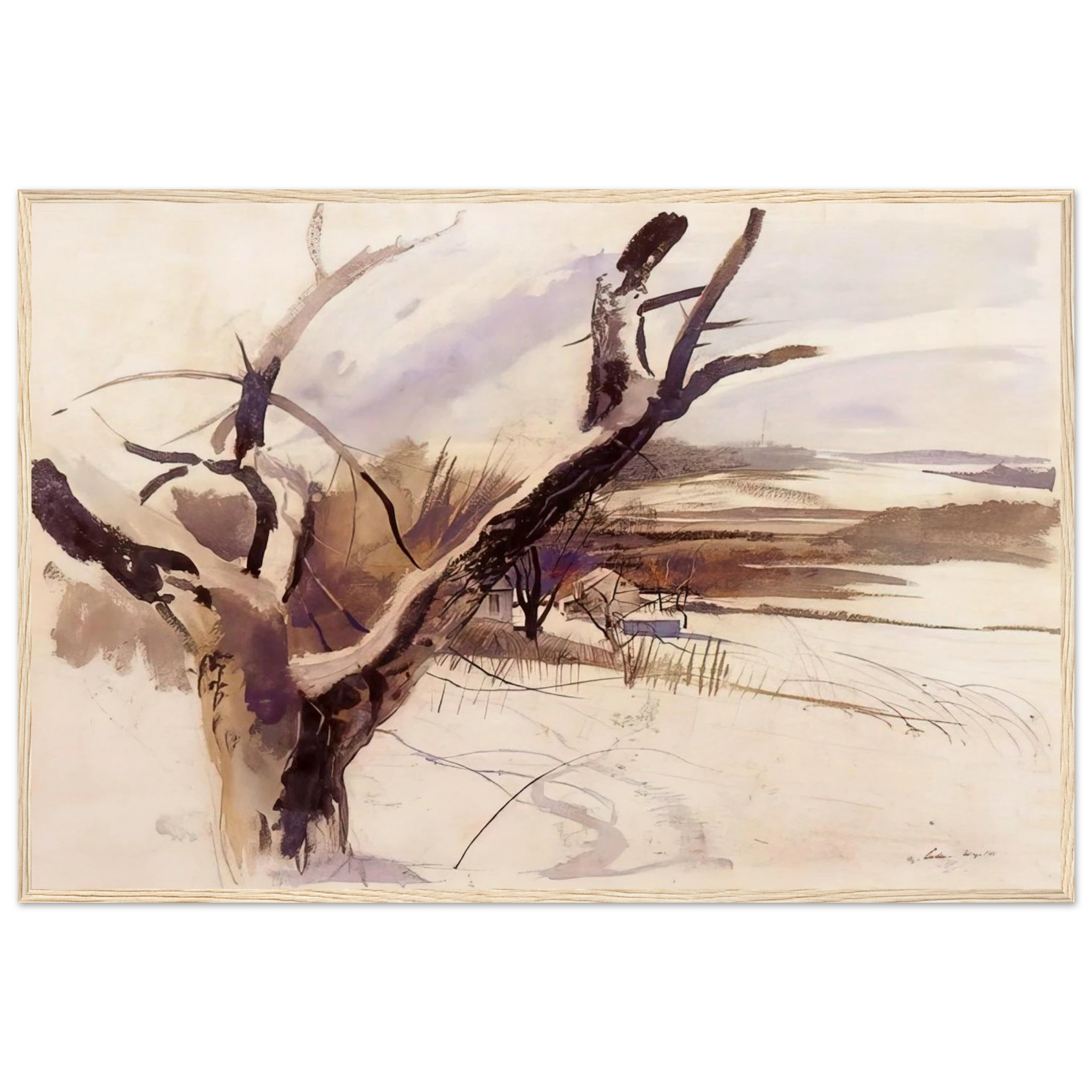 WINTER FARM SCENE Framed Poster | Andrew Wyeth Framed Prints Wall Art | Andrew Wyeth Prints