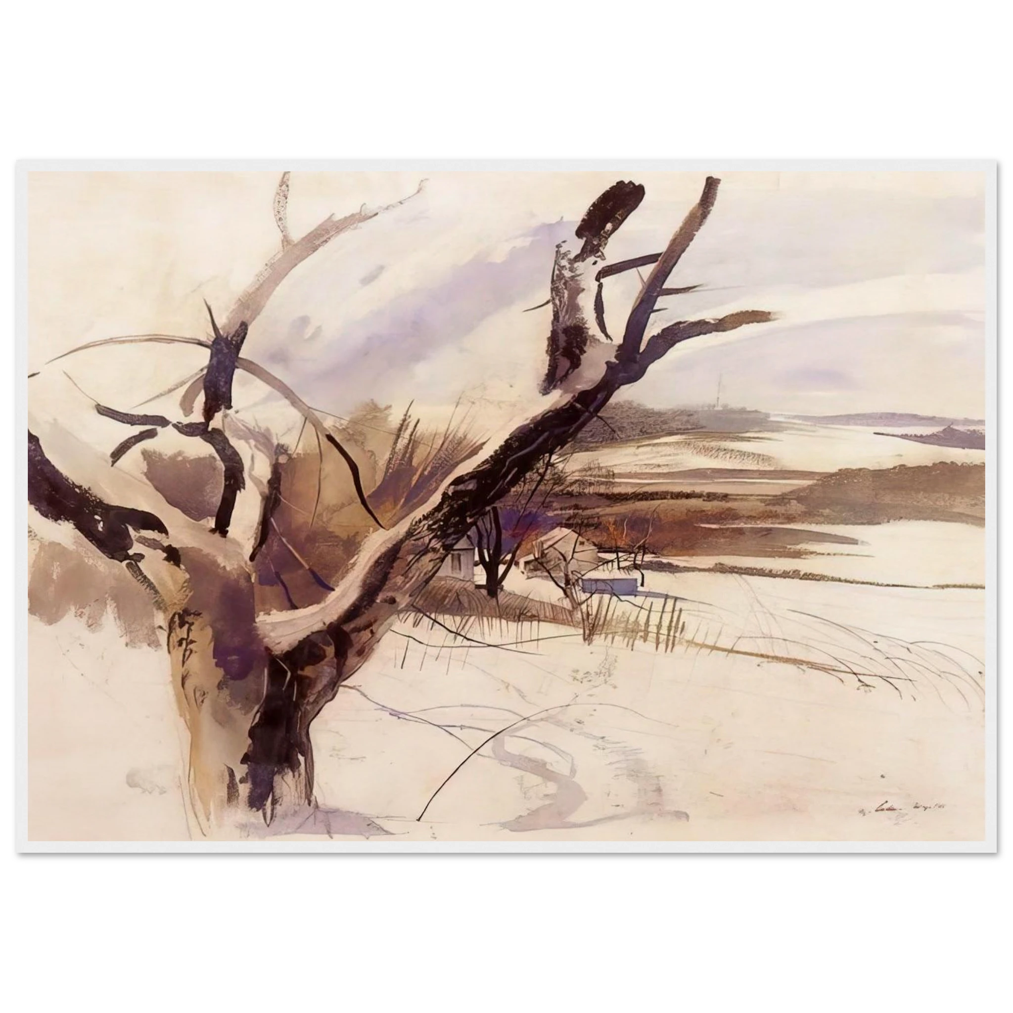 WINTER FARM SCENE Framed Poster | Andrew Wyeth Framed Prints Wall Art | Andrew Wyeth Prints