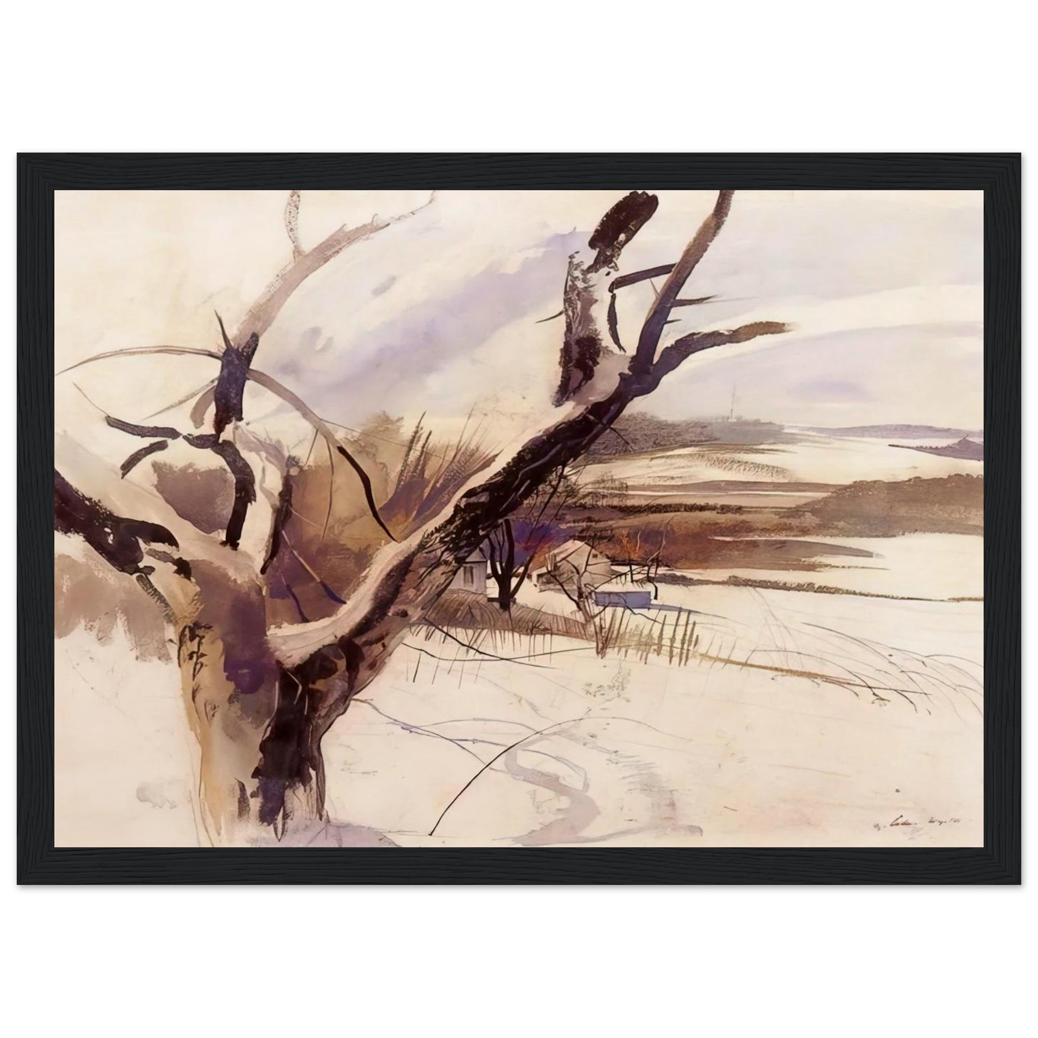 WINTER FARM SCENE Framed Poster | Andrew Wyeth Framed Prints Wall Art | Andrew Wyeth Prints