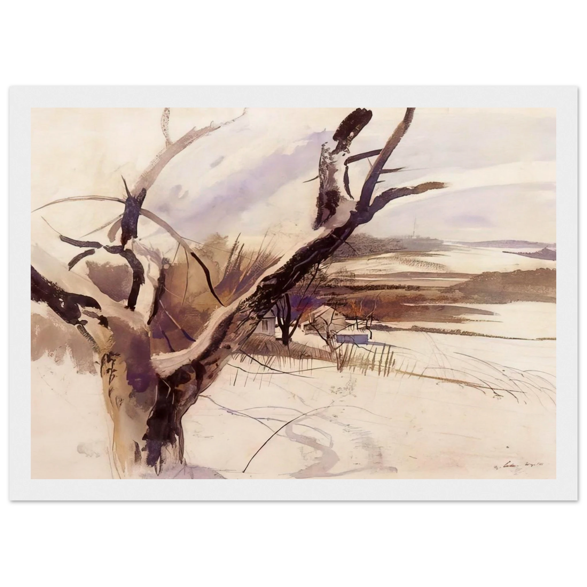WINTER FARM SCENE Framed Poster | Andrew Wyeth Framed Prints Wall Art | Andrew Wyeth Prints