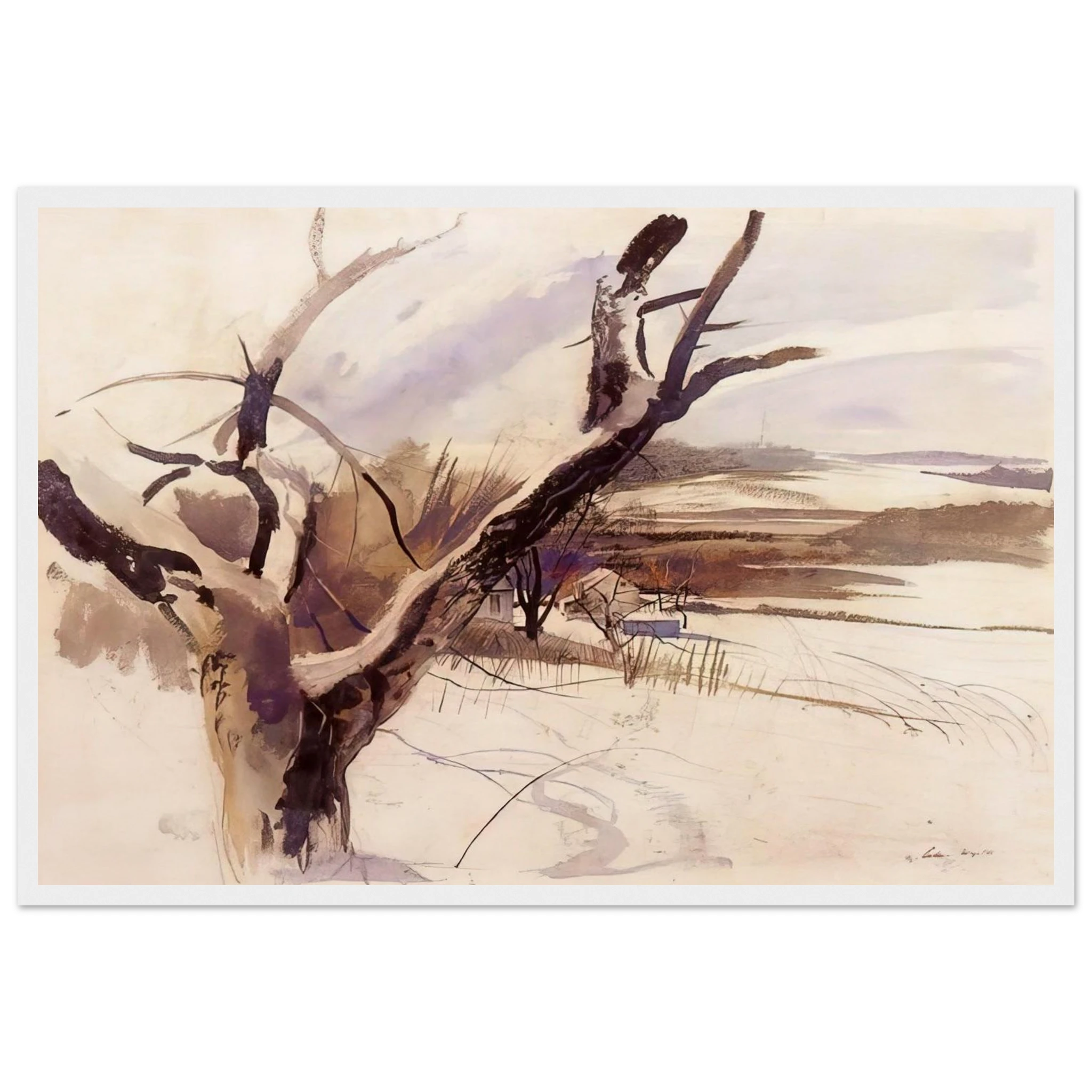 WINTER FARM SCENE Framed Poster | Andrew Wyeth Framed Prints Wall Art | Andrew Wyeth Prints