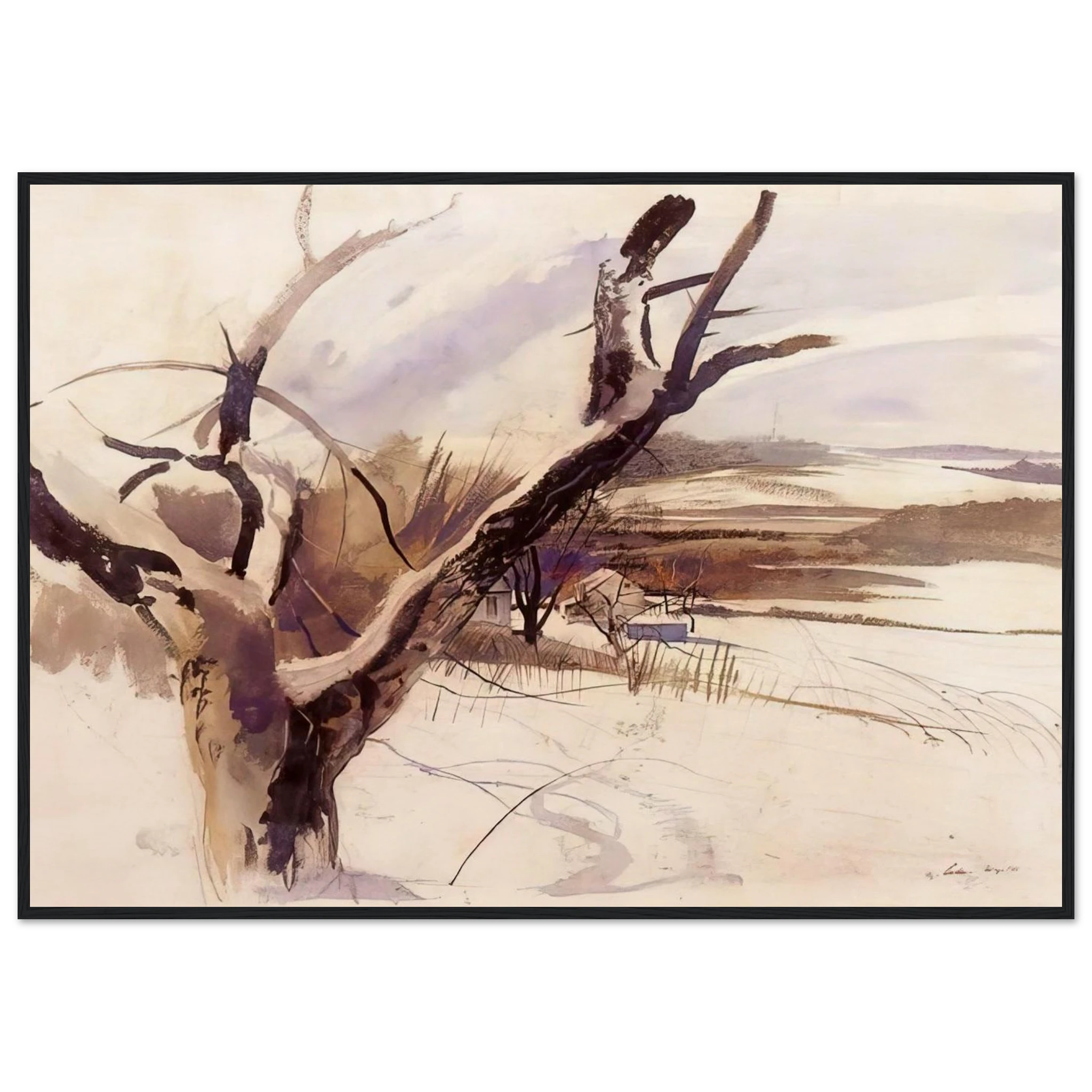 WINTER FARM SCENE Framed Poster | Andrew Wyeth Framed Prints Wall Art | Andrew Wyeth Prints