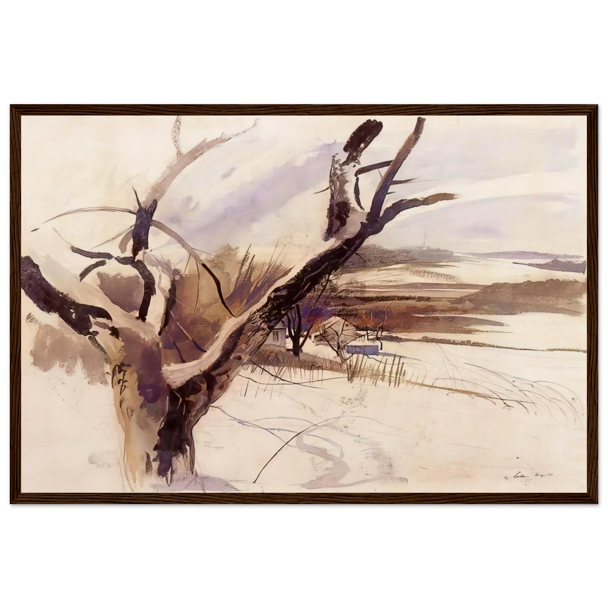WINTER FARM SCENE Framed Poster | Andrew Wyeth Framed Prints Wall Art | Andrew Wyeth Prints