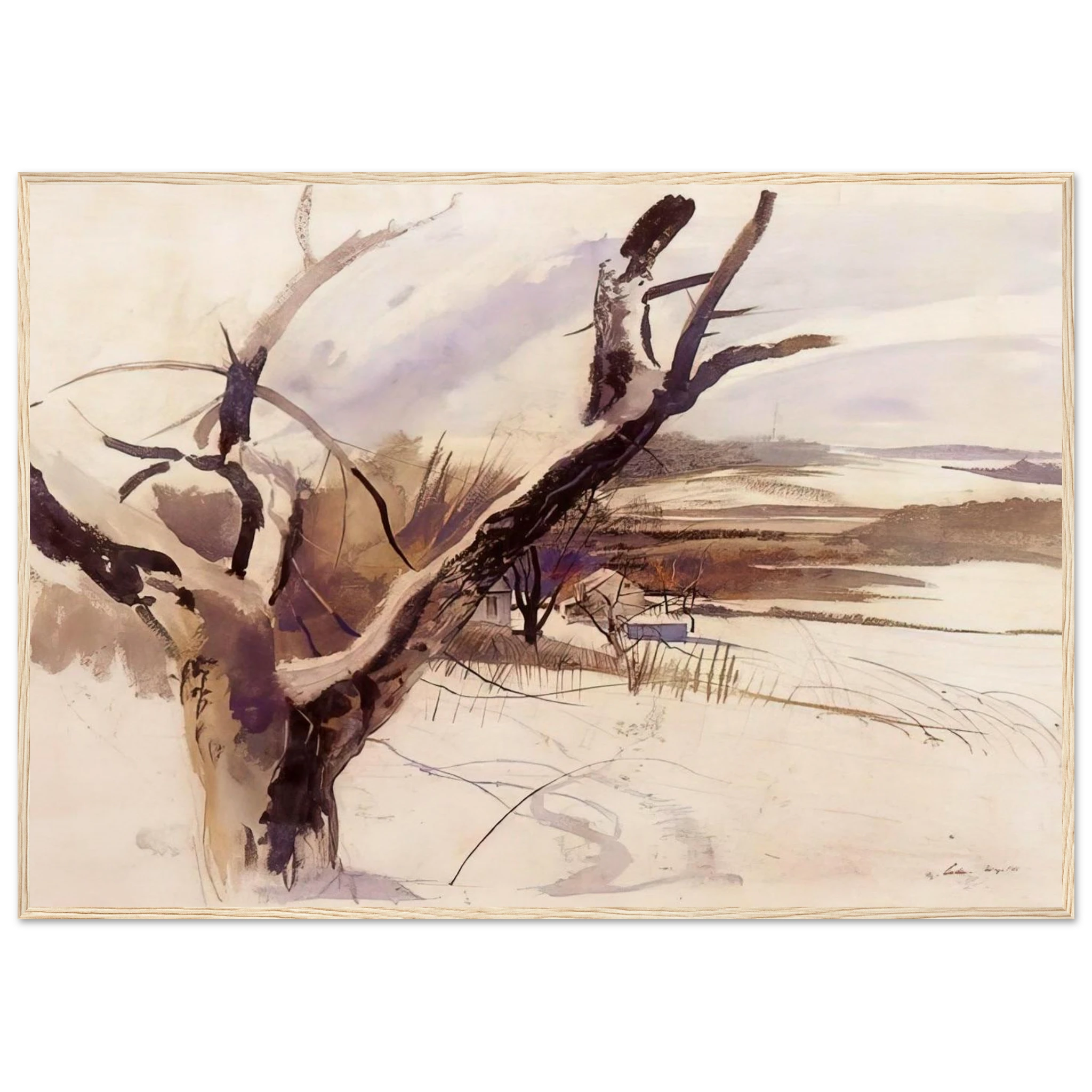 WINTER FARM SCENE Framed Poster | Andrew Wyeth Framed Prints Wall Art | Andrew Wyeth Prints