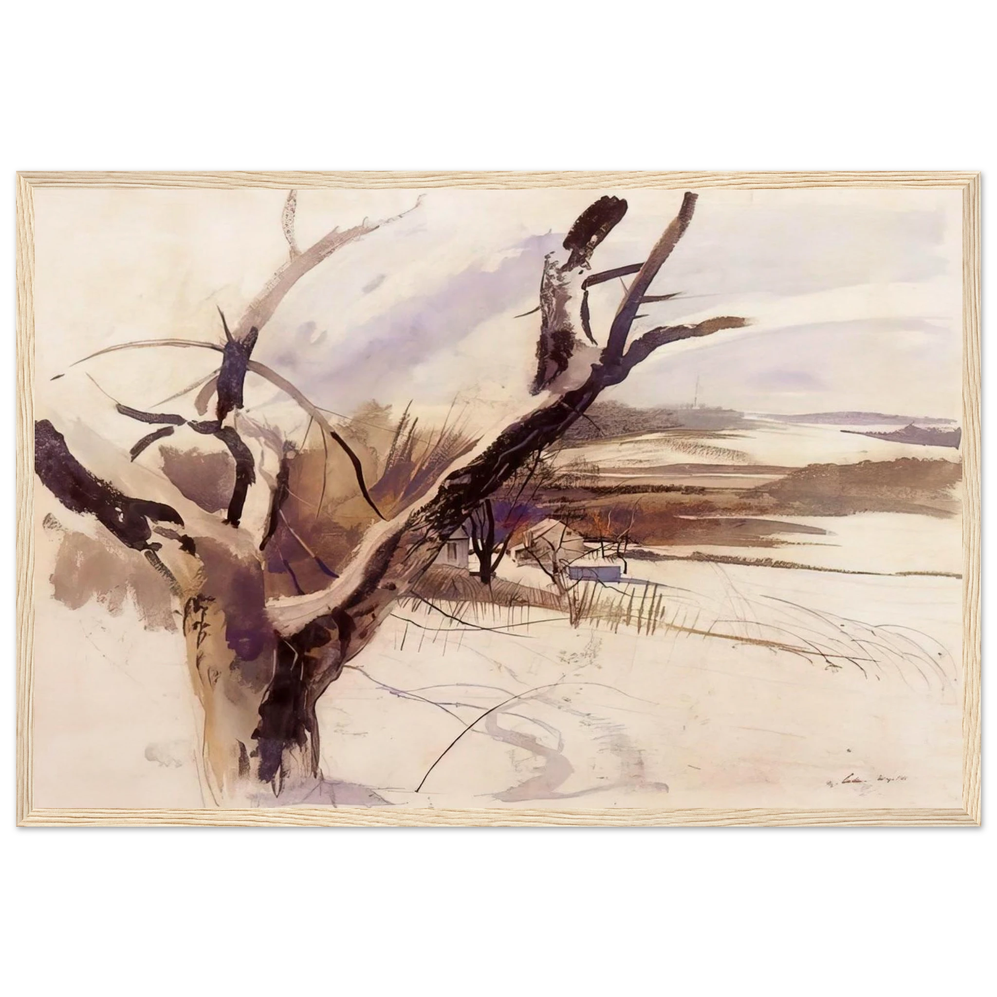 WINTER FARM SCENE Framed Poster | Andrew Wyeth Framed Prints Wall Art | Andrew Wyeth Prints